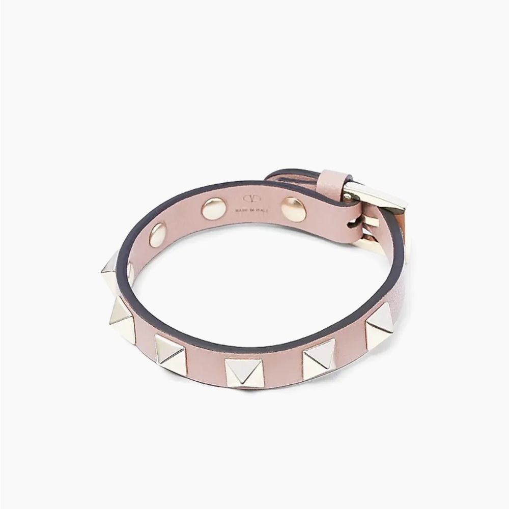 Valentino Rockstud Bracelet In Calf Skin Poudre Color. Floor Sample.